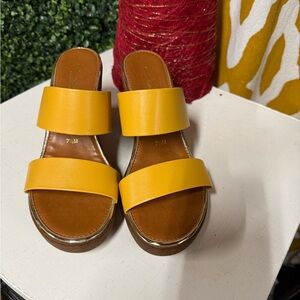 Chic Yellow Double Strap Sandals
